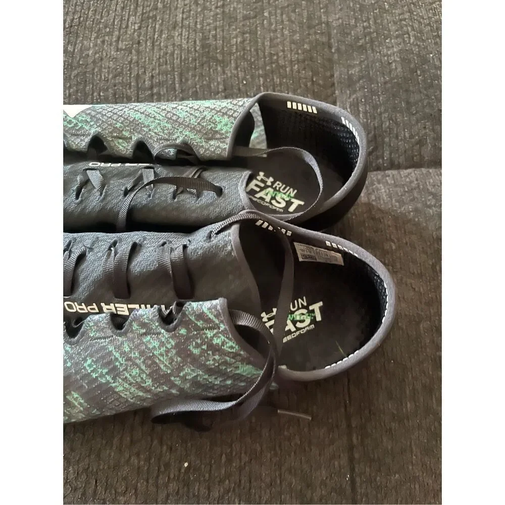 Under Armour Mens Black & Green Speedform Miler Pro Track Spikes Athletic Shoes